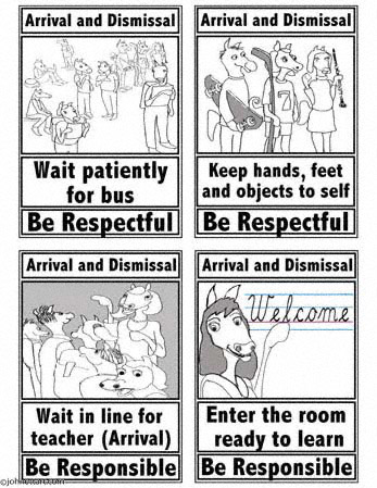 PBIS trading cards, even more cartoon colts arriving and leaving school more safely