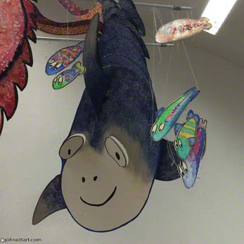 Strings hold a Blue Fish and Friends in this funny school mobile