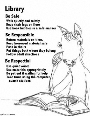 A colt reads a book in this PBIS poster