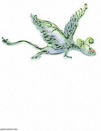  Watercolor styled teeny tiny flying dragon